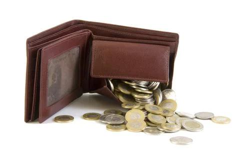Wallet with coins Stock Photos