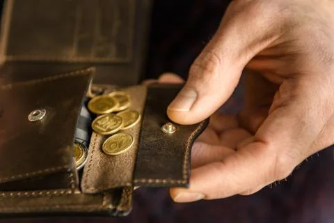The wallet with coints. Stock Photos