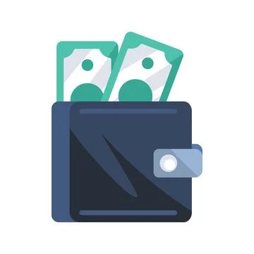 Wallet containing banknotes representing saving and personal finance Stock-Illustration