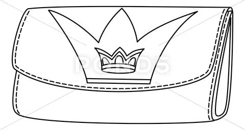 Wallet with crown emblem, contours Stock Illustration