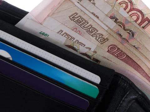 Wallet with currency Stock Photos