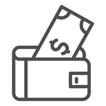 Wallet with dollar line icon, finance concept, Money wallet sign on white Stock Illustration