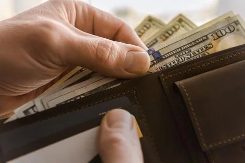 The wallet with dollars. Stock Photos