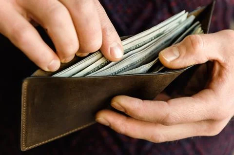 The wallet with dollars. Stock Photos