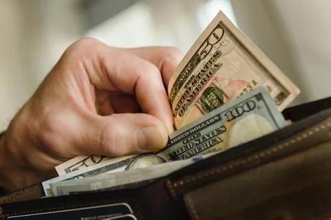 The wallet with dollars. Stock Photos