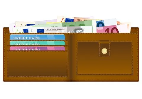 Wallet with euro banknotes Stock Illustration