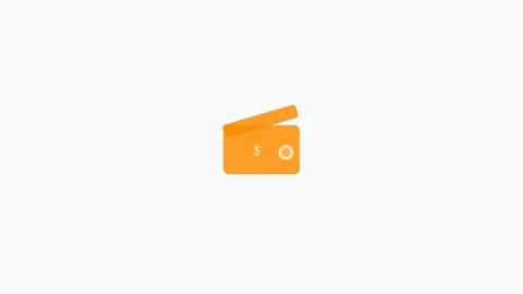 Wallet flat design finance icon in orange color seamless loop Stock Footage 342622509