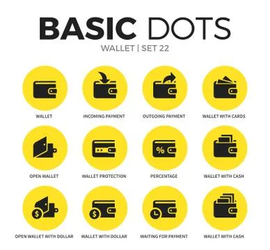 Wallet flat icons vector set Stock Illustration