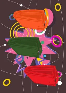 Wallet geometrical graphic retro theme background. Minimal geometric elemen.. 库存插图