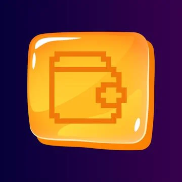 Wallet glossy ui button with pixelated icon Stock Illustration