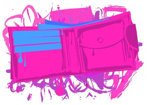 Wallet graffiti with speech bubble. Abstract modern Messaging sign street a.. 库存插图