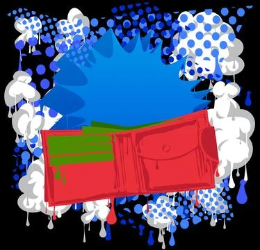 Wallet graffiti with speech bubble. Abstract modern Messaging sign street a.. 库存插图