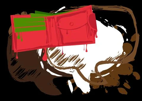 Wallet graffiti with speech bubble. Abstract modern Messaging sign street a.. 库存插图