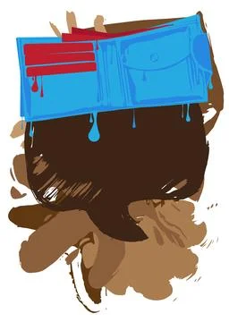Wallet graffiti with speech bubble. Abstract modern Messaging sign street a.. 库存插图
