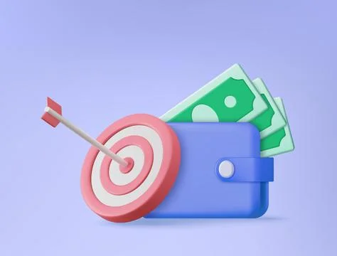 Wallet icon with arrow target Illustrazione stock