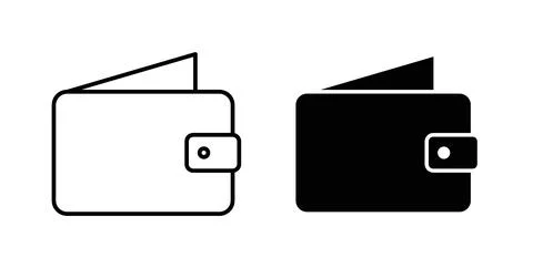 Wallet icon collection in black, Line icons, flat symbols Stock Illustration