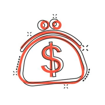 Wallet icon in comic style. Purse cartoon vector illustration on white isolat Stock Illustration