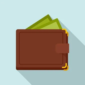 Wallet icon, flat style Stock Illustration