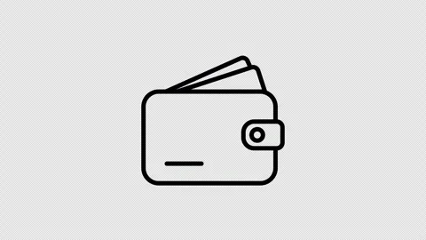 Wallet Icon Icon Animation 4K Transparent Background Seamless Loop Black Line Stock Footage 324577165