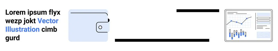 Wallet icon, line connecting to a data chart with graphs. Ideal for finance,  イラスト素材