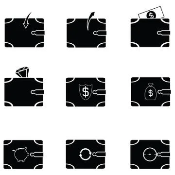 Wallet icon set Stock Illustration