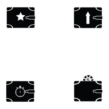 Wallet icon set Illustrazione stock
