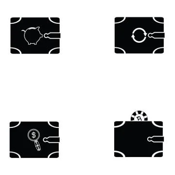 Wallet icon set Stock Illustration