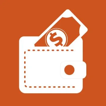 Wallet icon in trendy flat style isolated on red background. Vector illustration Stock Illustration