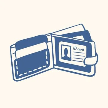 Wallet with identification card icon in flat style. Simple personal identity and Stock Illustration