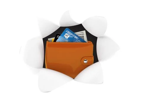 Wallet inside hole from torn paper Stock Illustration
