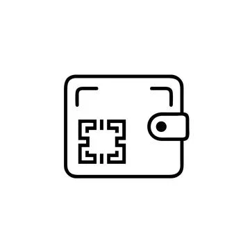 Wallet line icon in editable stroke qr code Stock Illustration