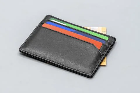 Wallet for man thin an black Stock Photos