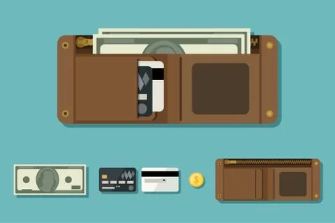Wallet with money Stock Illustration