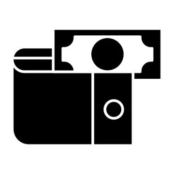 Wallet with money solid icon. Cash vector illustration isolated on white. Purse Stock Illustration