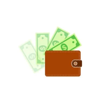 Wallet with money. Vector illustration. Stock Illustration