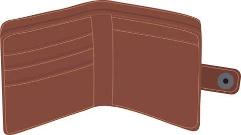 Wallet , open, empty, isolated, money icon. Classic brown portmone vector Illustrazione stock