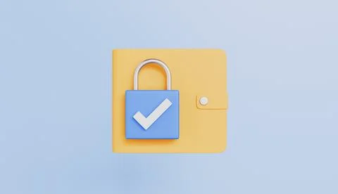Wallet with Padlock, Protect Wallet Icon, Secure Payments, Financial Security Stock Illustration