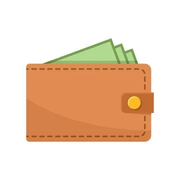 Wallet with paper bills icon in flat style. Money bag vector illustration o.. Illustration