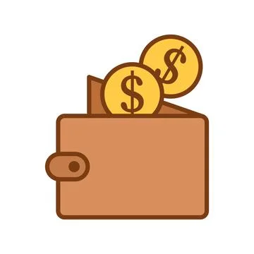 Wallet with paper bills icon in flat style. Money bag vector illustration o.. Stock Illustration