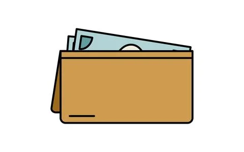 Wallet with paper bills simple line drawing icon, illustration of personal .. Illustrazione stock