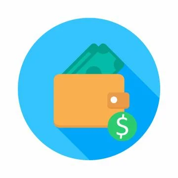 Wallet, Pay cash, Vector, Flat icon Stock Illustration
