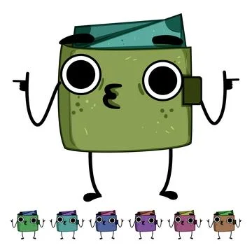 Wallet purse character cartoon vector graphic Stock Illustration