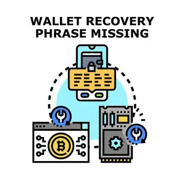 Wallet recovery phrase missing concept illustration Illustrazione stock