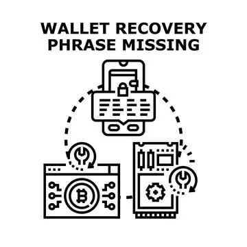 Wallet recovery phrase missing concept illustration Иллюстрация