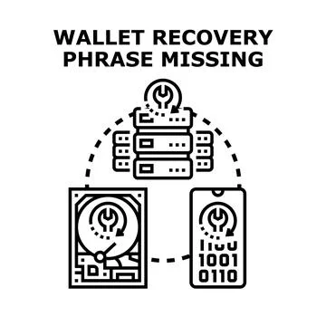 Wallet recovery phrase missing data restoration concept 스톡 일러스트