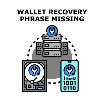 Wallet recovery phrase missing data restoration concept Stock Illustration