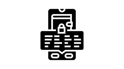 Wallet seed phrase decentralized application glyph icon animation Stock Footage 326145501