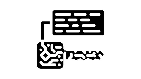 Wallet seed phrase decentralized application glyph icon animation Stock Footage 326735294