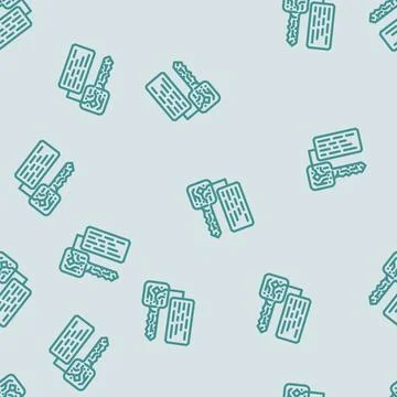 Wallet seed phrase decentralized application line vector seamless pattern Stock-Illustration