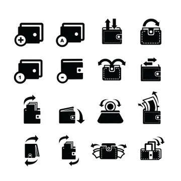 Wallet set and bubble talk and arrow icons Stock Illustration